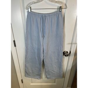 PINK Victoria's Secret Womens Wide Leg Fleece Sweatpants Light Blue Size Medium